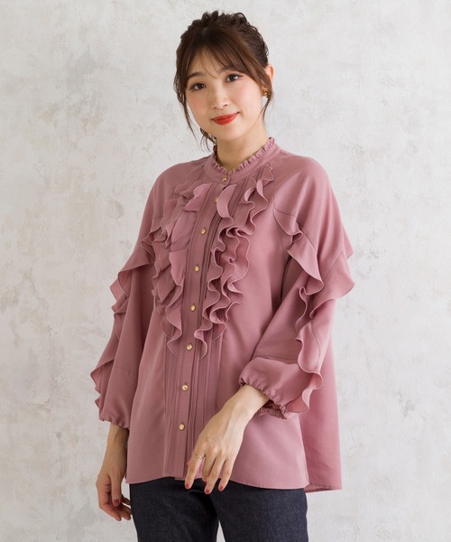 Rose Tiara（ローズティアラ） ブラウス シャツ ダンガリーラッフル