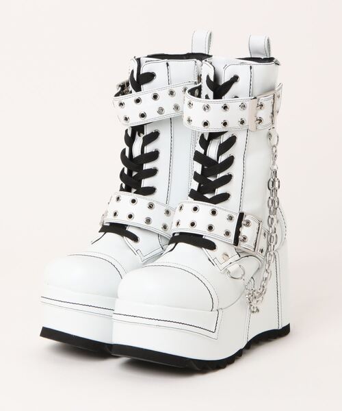 YOSUKE（ヨースケ） ブーツ 「YOSUKE」厚底ベルト付きレースアップ