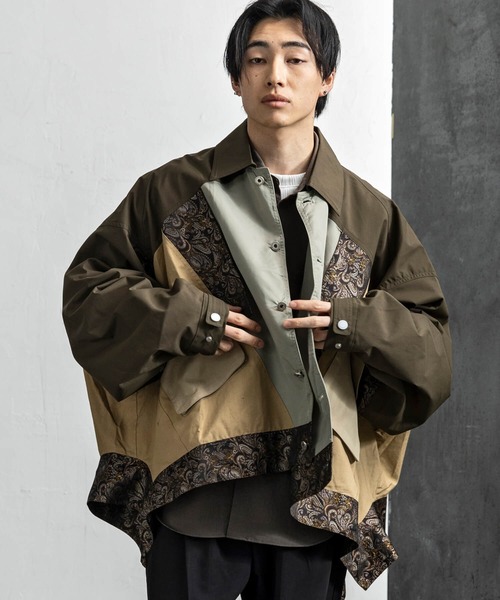 CLOSET ブルゾン アウター 2WAYパッチワークジャケット メンズ