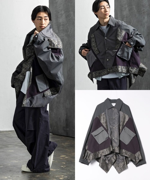 CLOSET ブルゾン アウター 2WAYパッチワークジャケット メンズ