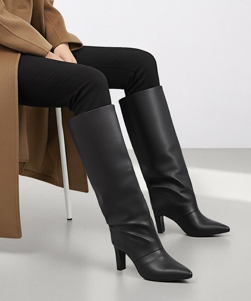 MAMIAN（マミアン） ブーツ ポインテッドトゥ ワイドシャフト ロング