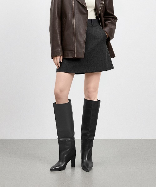 MAMIAN（マミアン） ブーツ ポインテッドトゥ ワイドシャフト ロング