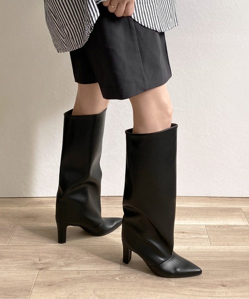 MAMIAN（マミアン） ブーツ ポインテッドトゥ ワイドシャフト ロング