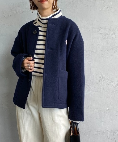 Danton（ダントン） ノーカラージャケット 38 ベージュ レディース