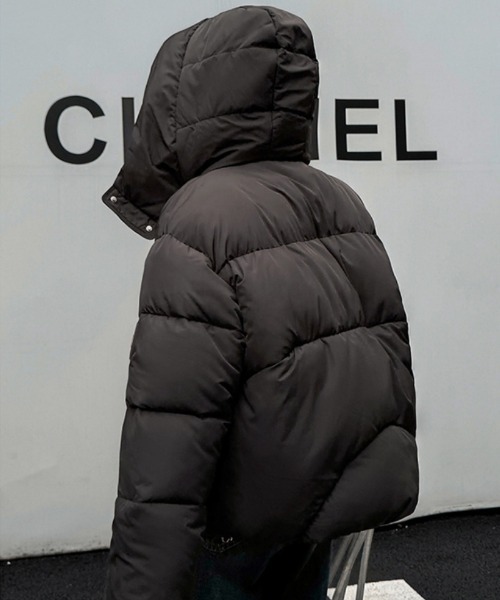 ダウンコート ダウンジャケット フード付き フロントテープデザイン