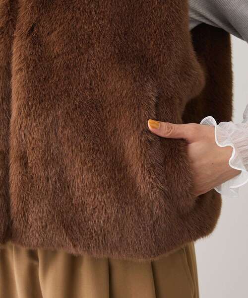 ELENCARE DUE ベスト ジレ フォックス調ファーベスト レディース