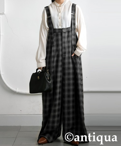 antiqua（アンティカ） サロペット オーバーオール チェック柄