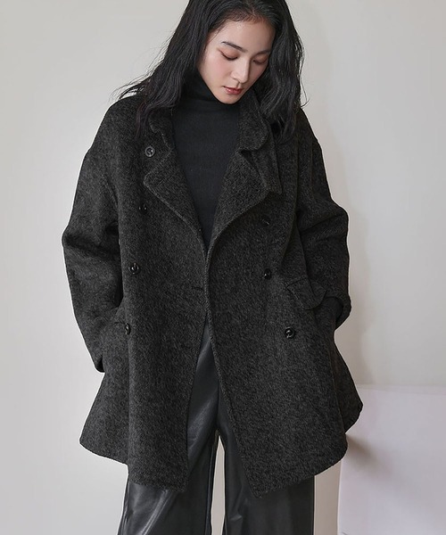 ELFRANK ステンカラーコート コート 「ウール70％」スタンドカラー