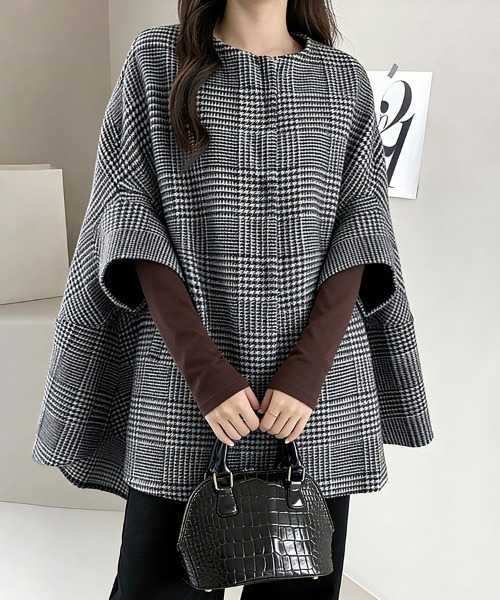 コート アウター 千鳥格子柄ケープコート レディース : ZOZOTOWN Yahoo