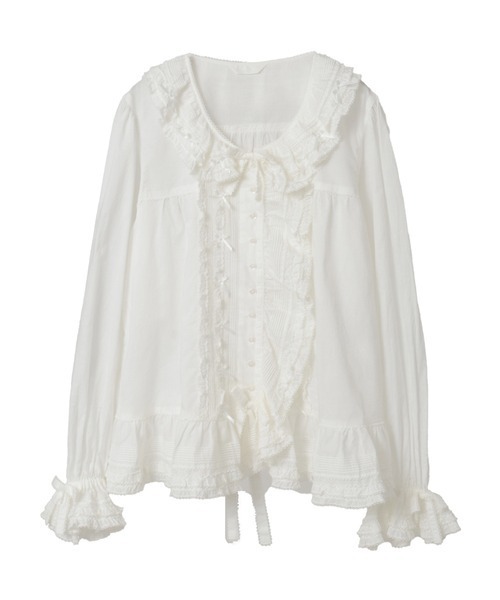 PINK HOUSE（ピンクハウス） ブラウス シャツ ローンフリル使い