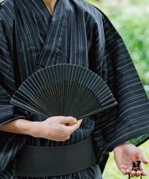 浴衣 6点セット（浴衣+帯+内帯+巾着+扇子+下駄） メンズ : ZOZOTOWN