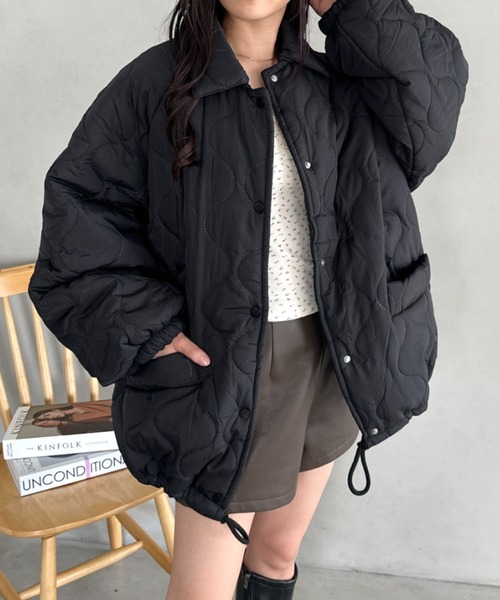 CLEA ブルゾン アウター 裏ボアオーバーサイズキルティングジャケット