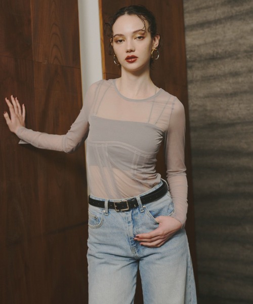 ANDRESD tシャツ コルセットスタイルシアートップス / corset style