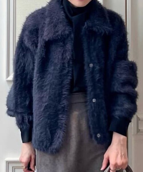 Ballsey（ボールジィ） カーディガン フェザーヤーン ステンカラー