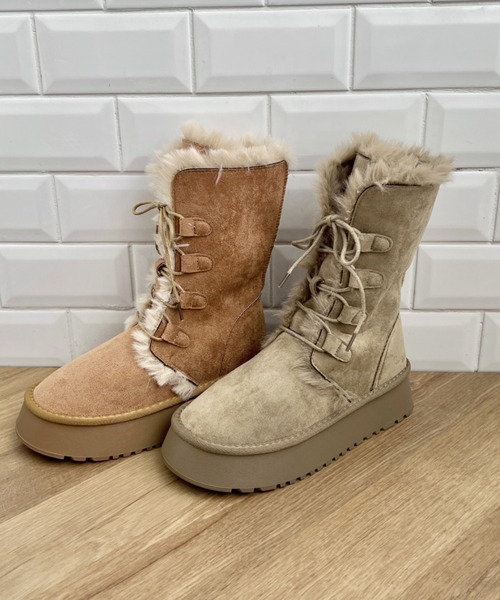 SOLLON.（ソルロン） ブーツ レースアップムートンミドルブーツ