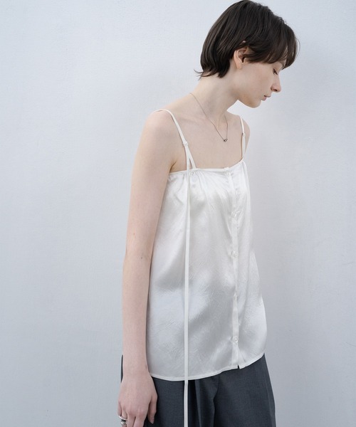 EKCOOKIES キャミソール 「 」フロントボタン光沢ビスチェ風