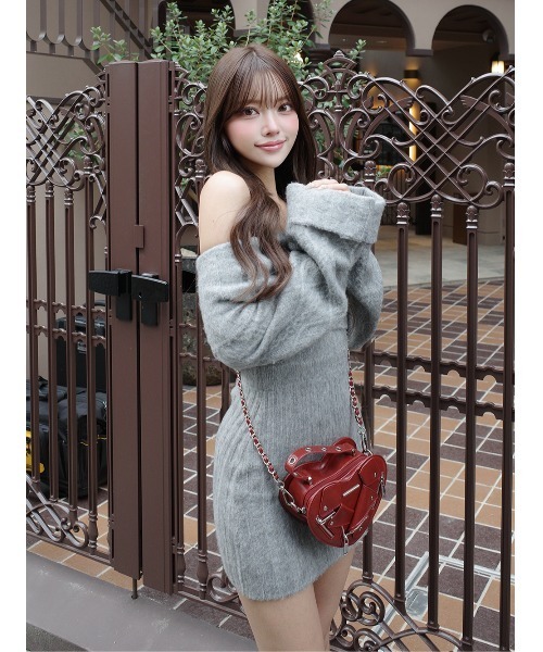 Darich（ダーリッチ） ワンピース ヘアリーオフショルニットミニ