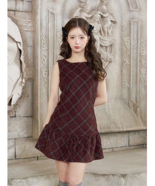 Darich（ダーリッチ） ワンピース タータンチェックノースリミニ
