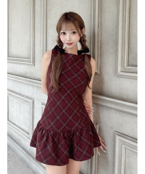 Darich（ダーリッチ） ワンピース タータンチェックノースリミニ