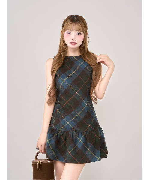 Darich（ダーリッチ） ワンピース タータンチェックノースリミニ
