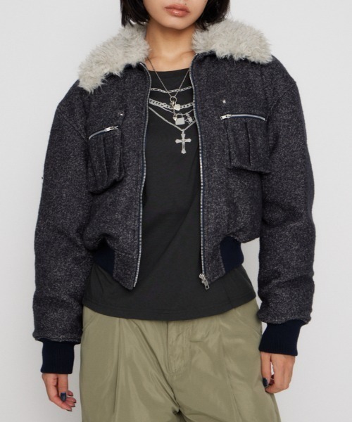 LAGUA GEM（ラグアジェム） ブルゾン アウター TWEED LIKE BOA