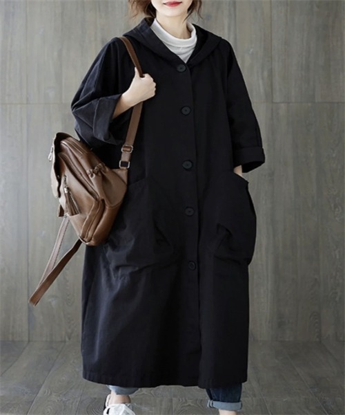 FREE STYLISTS トレンチコート コート フード付き ロングトレンチ