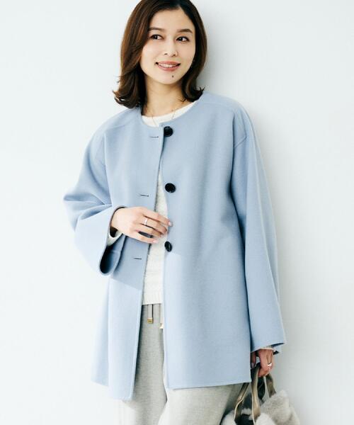 UNTITLED（アンタイトル） ノーカラーコート コート 「ミディ丈/軽やか