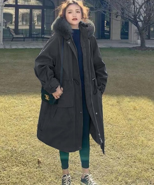 モッズコート コート ウエスト絞りのロングコート レディース