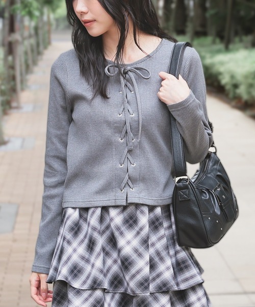 Honeys（ハニーズ） tシャツ レースアップトップス レディース