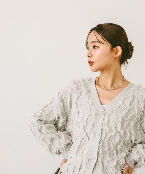 GLOBAL WORK（グローバルワーク） カーディガン ジャガードフリンジ