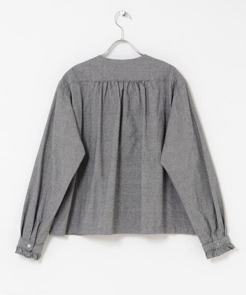 かぐれ ブラウス シャツ コットンシルクフリルブラウス レディース