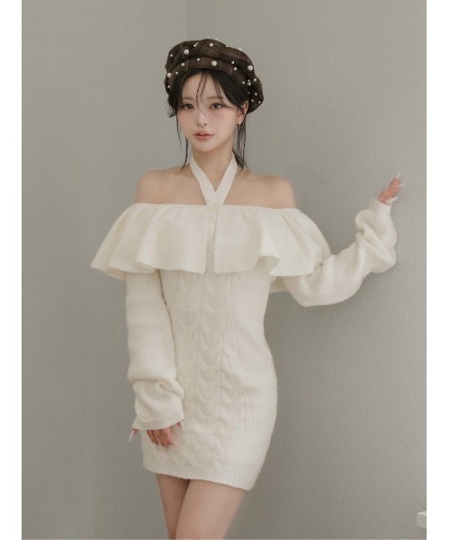 Darich（ダーリッチ） ワンピース ホルターデザインオフショルニット