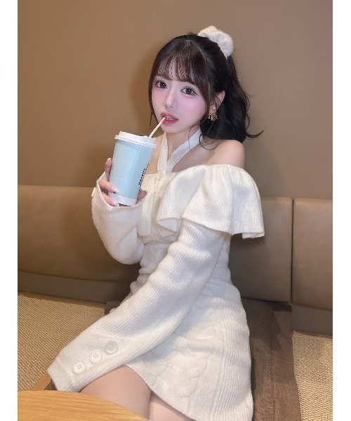 Darich（ダーリッチ） ワンピース ホルターデザインオフショルニット