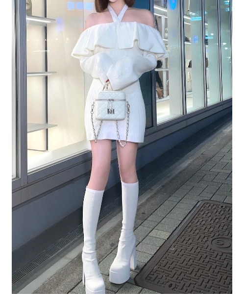 Darich（ダーリッチ） ワンピース ホルターデザインオフショルニット