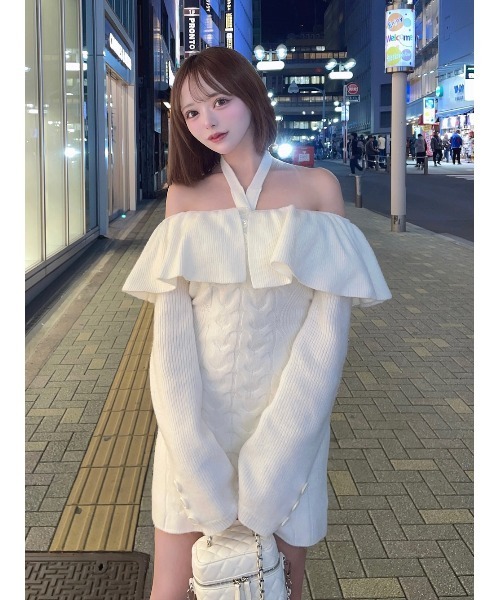 Darich（ダーリッチ） ワンピース ホルターデザインオフショルニット