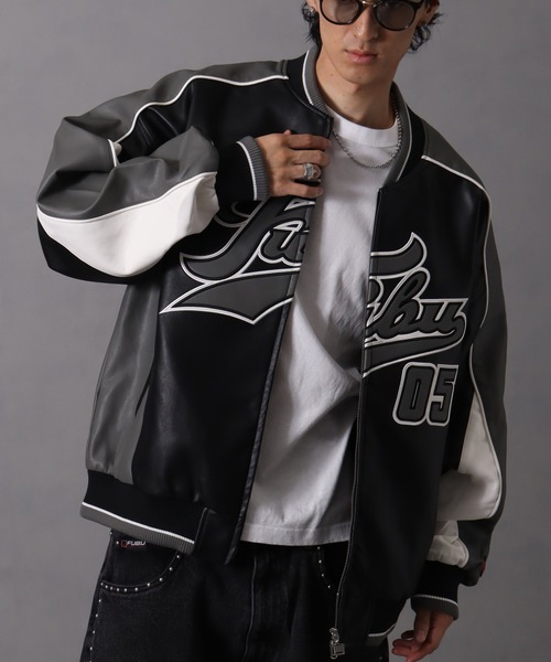 FUBU（フブ） スタジャン Faux Leather Game Jacket / フォウ レザー