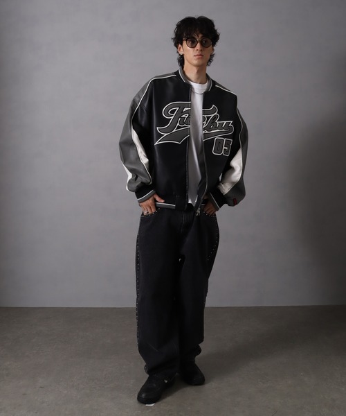 FUBU（フブ） スタジャン Faux Leather Game Jacket / フォウ レザー