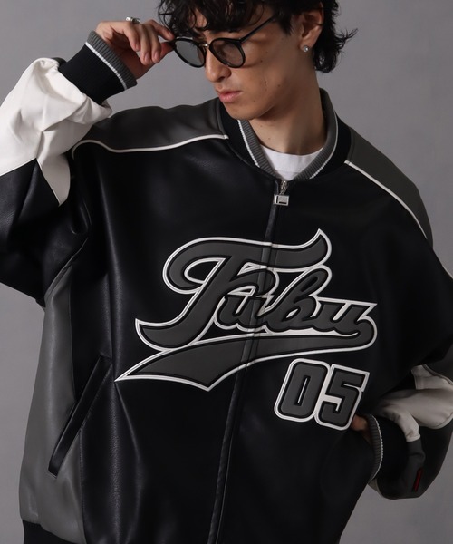 FUBU（フブ） スタジャン Faux Leather Game Jacket / フォウ レザー