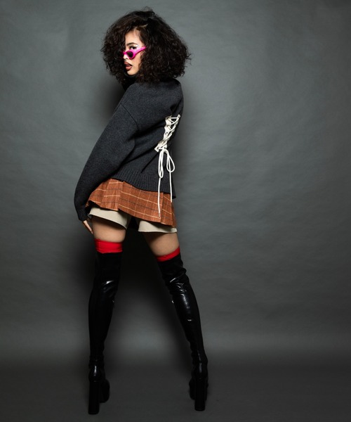 カーディガン ANNA SUI NYC レースアップフルジップアップカーディガン