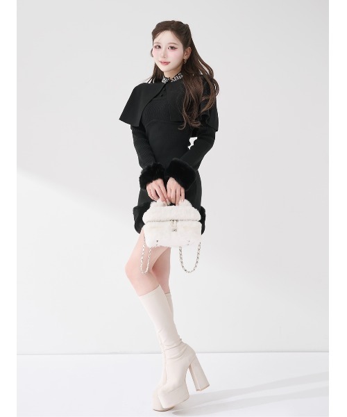 Darich（ダーリッチ） ワンピース ビジューケープニットミニワンピース