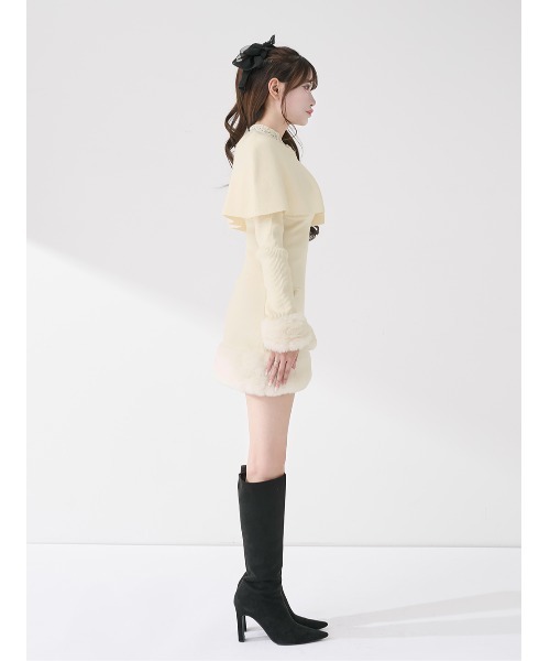 Darich（ダーリッチ） ワンピース ビジューケープニットミニワンピース