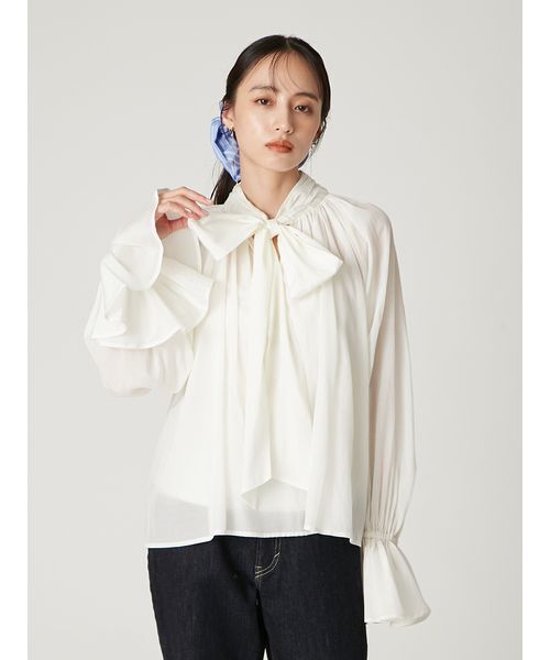 FRAY I.D（フレイ・アイディー） ブラウス シャツ 2wayシアーボウタイ