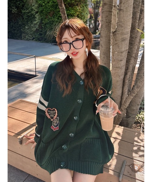 Darich（ダーリッチ） カーディガン カレッジワッペンVネックニット