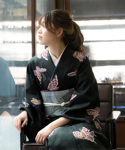 KIMONOMACHI 着物 レディース 洗える着物 単品 袷 M/L ミモザシリーズ