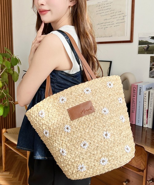 moment+ かごバッグ カゴバッグ フラワー刺繍かごバッグ : ZOZOTOWN