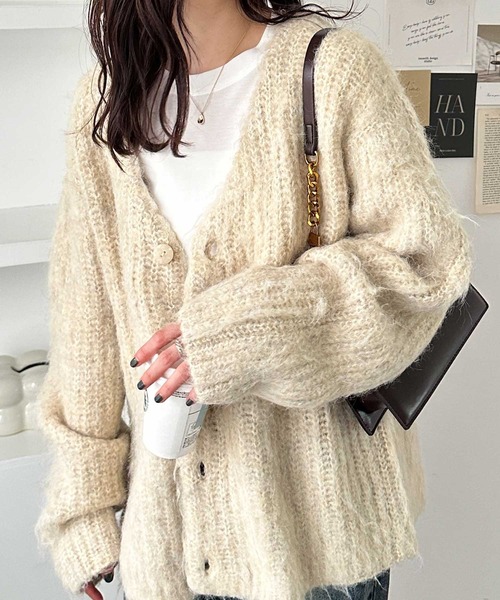 GeeRA（ジーラ） カーディガン 「新色追加」ミックスシャギーオーバー