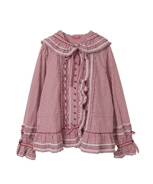 PINK HOUSE（ピンクハウス） ブラウス シャツ ギンガムチェックフード