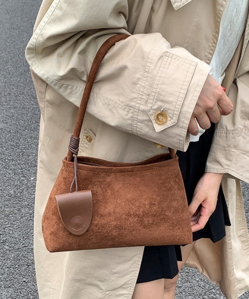 ハンドバッグ 「3点セット」「キーホルダー/ポーチ付き」スエードワン