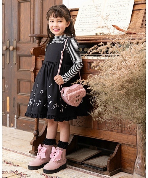 mezzo piano ジャンパースカート 音符ロゴ キャミワンピース キッズ