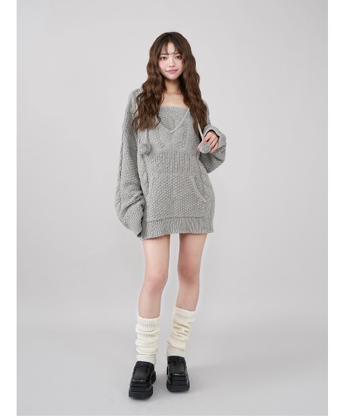 Darich（ダーリッチ） パーカー ケーブルDDロゴVネックニットフーディ